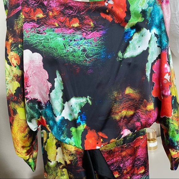 Rocco Barocco Floral Abstract silk dress XS - Picture 14 of 16
